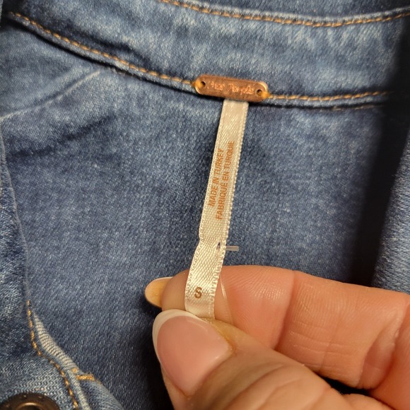 Free People Women's Blue Denim Mini Dress Size Small Cotton Stretch Blend NWT - Picture 7 of 12